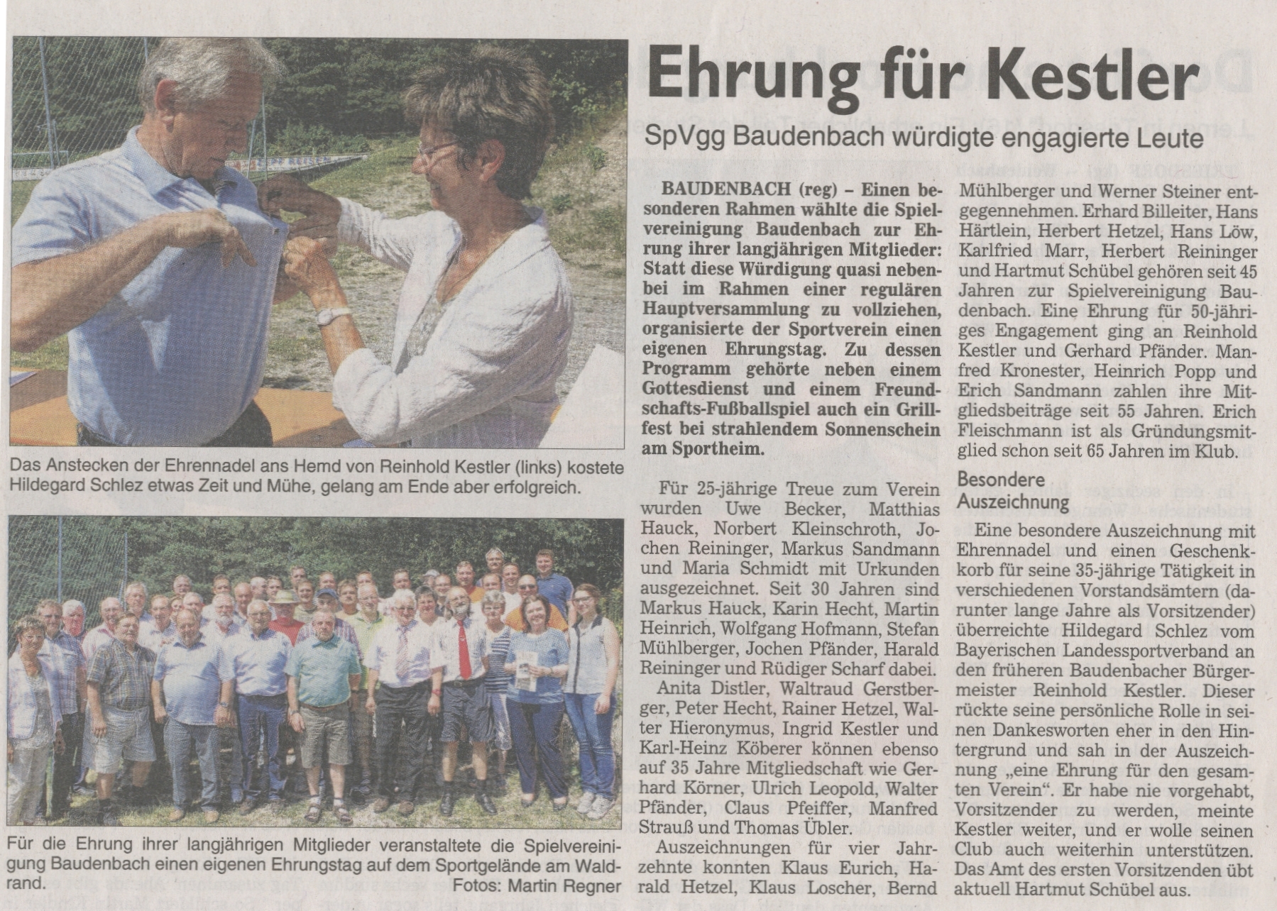 Artikel Ehrungsnachmittag